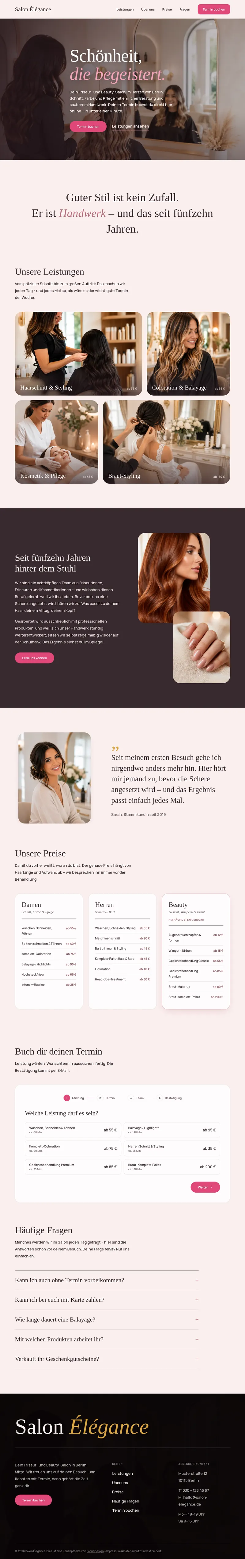 Salon Elegance Beauty Website Demo